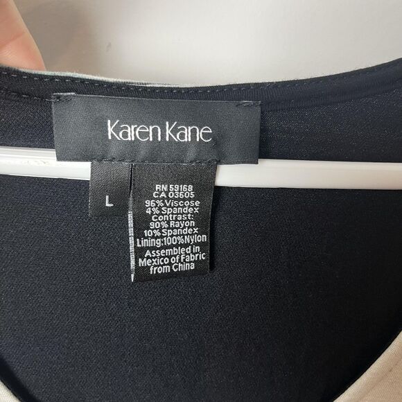 Karen Kane Dress Womens Large Multicolor Abstract Stripe Long Sleeve Scoop Neck - Picture 2 of 5